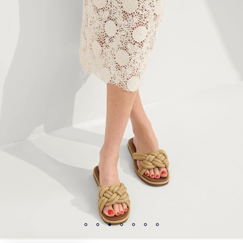 Rothy's Mustard Yellow/Gold Knotted Slide Sandals - Picture 2 of 9
